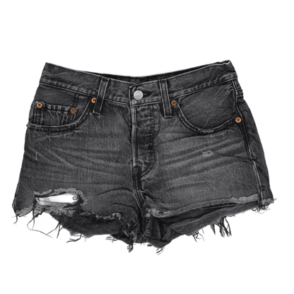 Levi's 501 High-Waisted Denim Shorts Washed Black Size L 100% Cotton 3 Inch Inseam