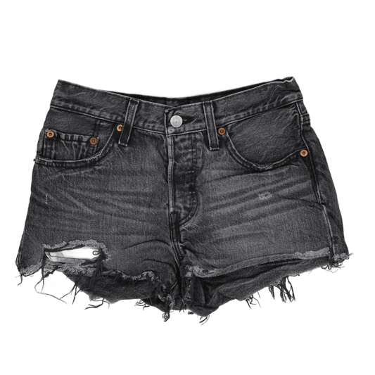 Levi's 501 High-Waisted Denim Shorts Washed Black Size L 100% Cotton 3 Inch Inseam