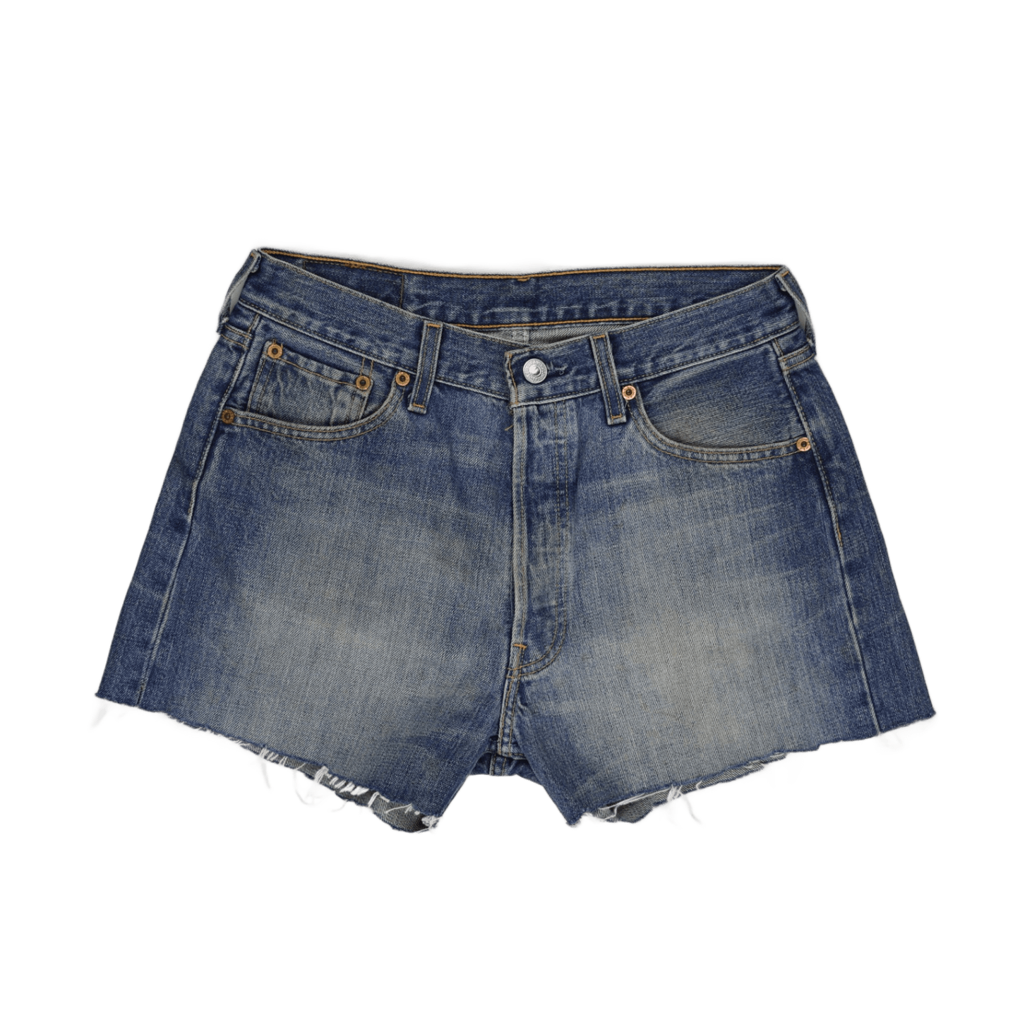 Levi's 501 Women's Vintage Blue Denim Shorts W30 L34 Cotton Frayed Hem