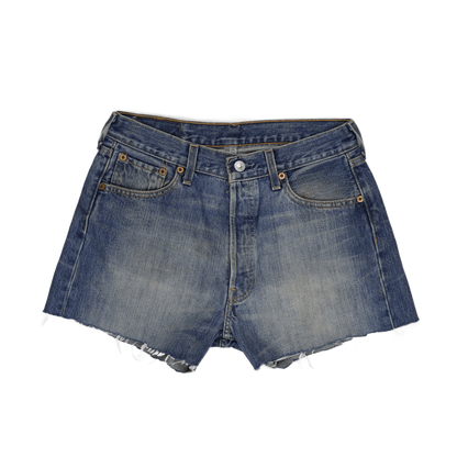 Levi's 501 Women's Vintage Blue Denim Shorts W30 L34 Cotton Frayed Hem
