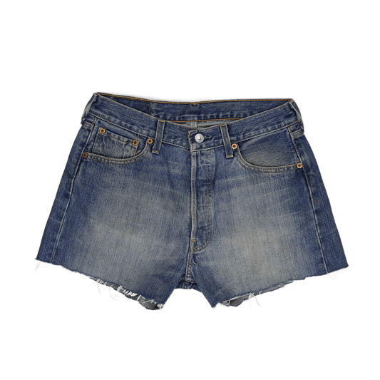 Levi's 501 Women's Vintage Blue Denim Shorts W30 L34 Cotton Frayed Hem