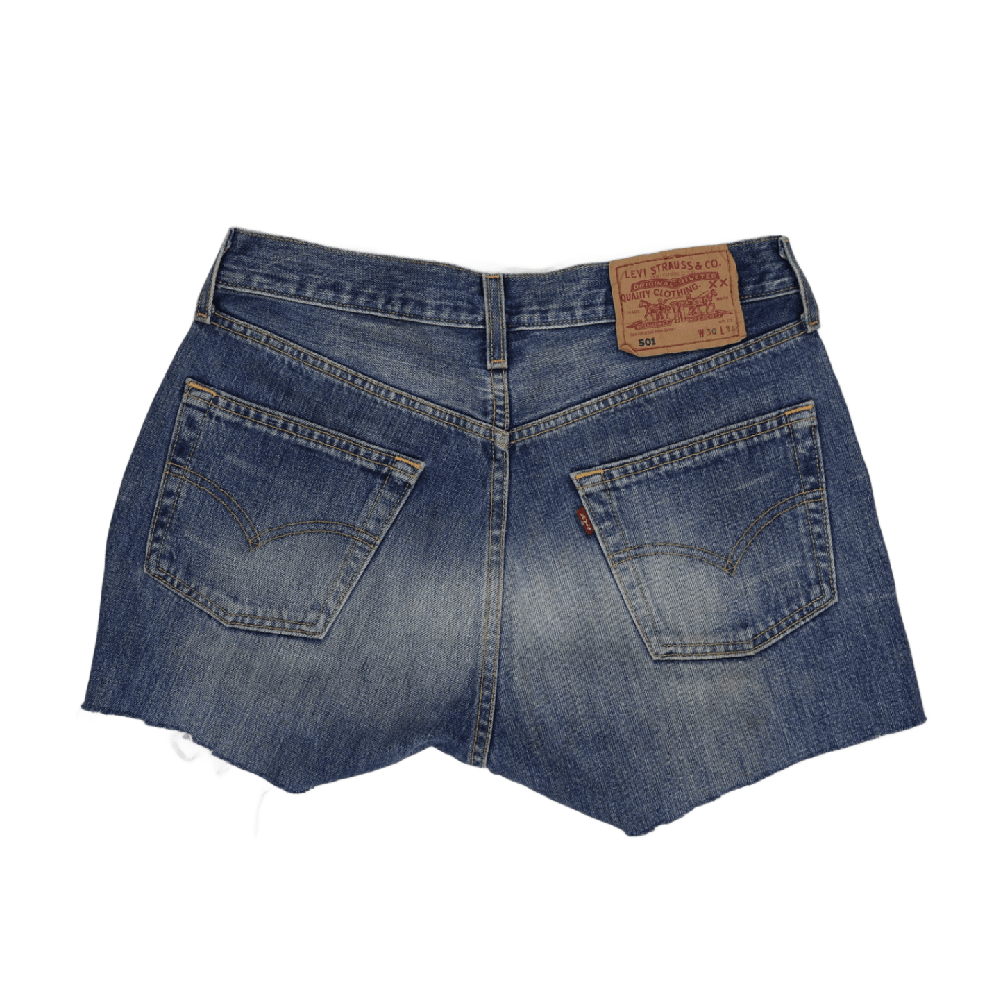 Levi's 501 Women's Vintage Blue Denim Shorts W30 L34 Cotton Frayed Hem