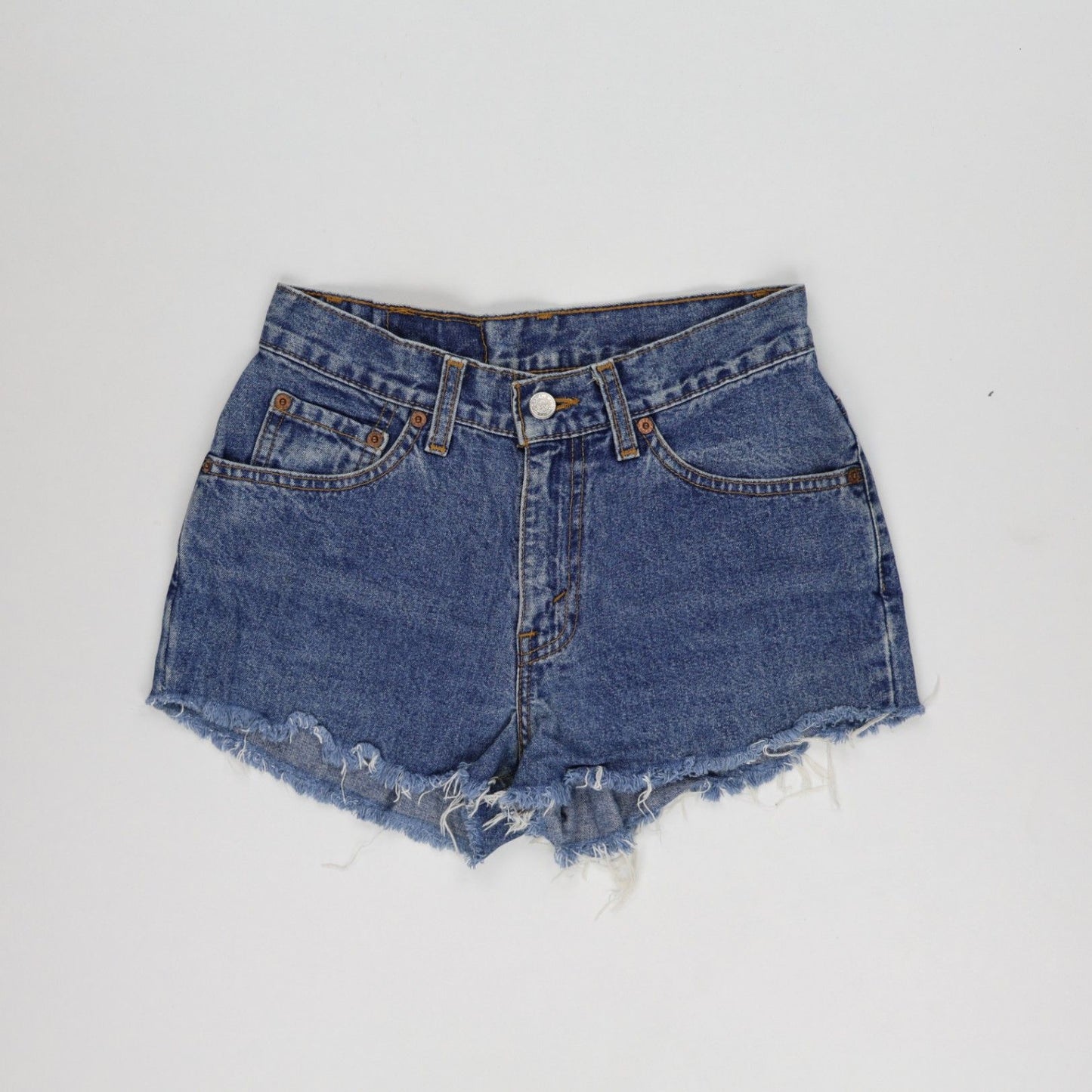Levi's Vintage High Waisted Denim Shorts Blue W26 7 Inseam Cotton