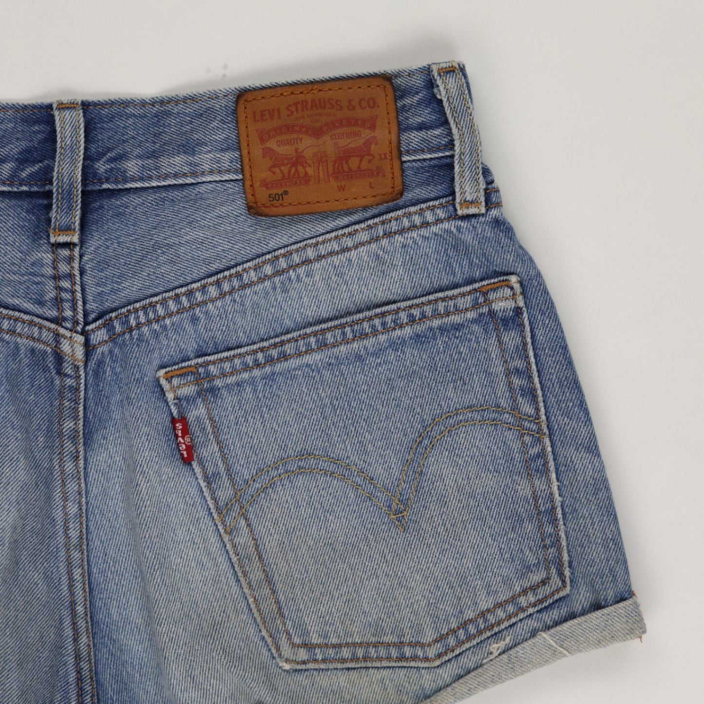 Levi's 501 High Waist Vintage Denim Shorts Light Blue W30 L27 100% Cotton