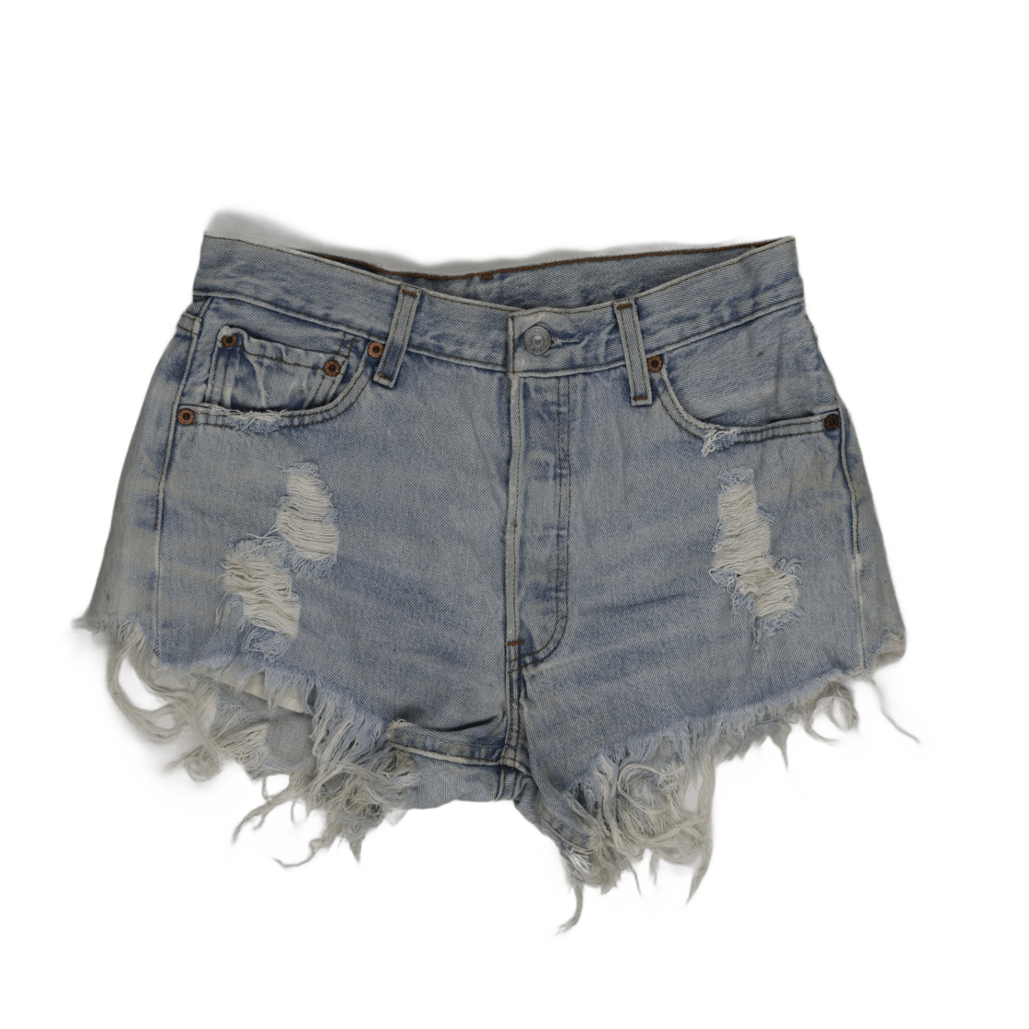 Levi's 501 Distressed Light Blue High Rise Denim Shorts W30 Vintage Cotton