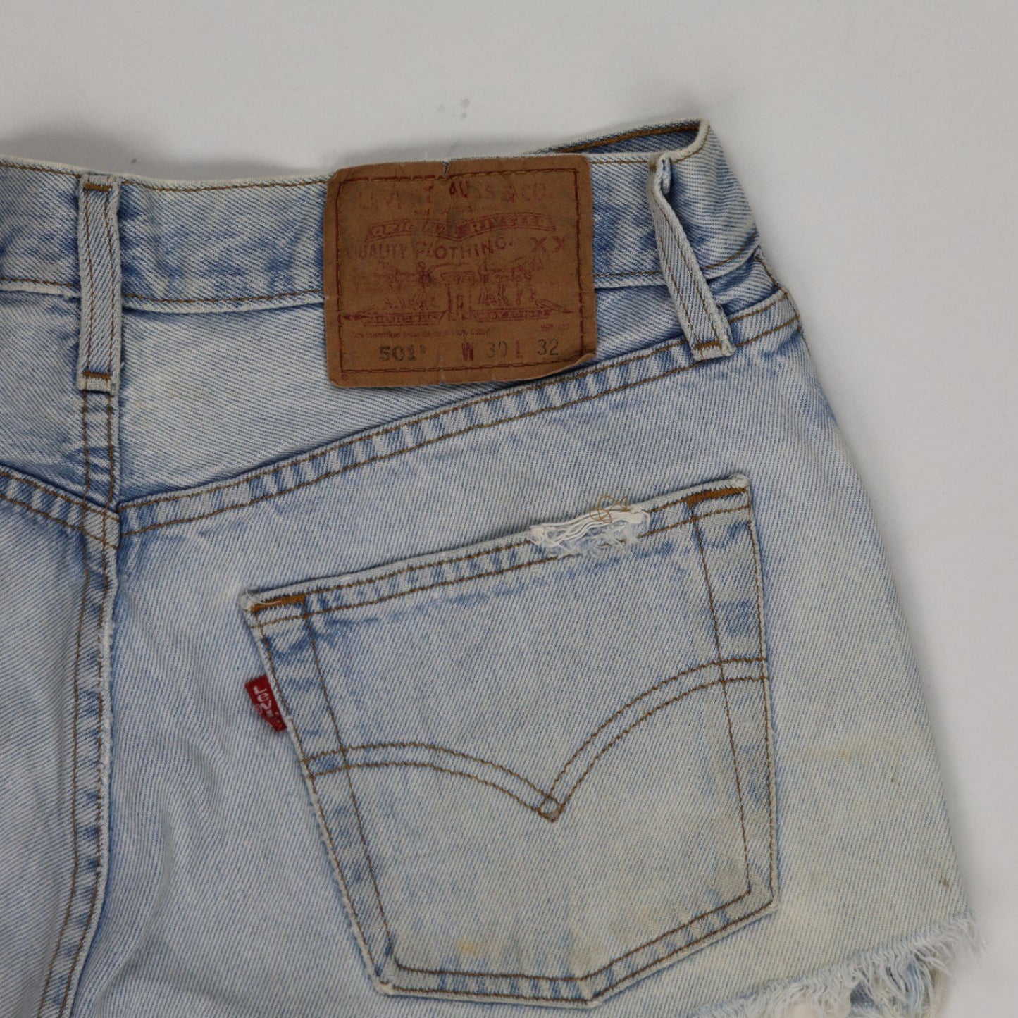 Levi's 501 Distressed Light Blue High Rise Denim Shorts W30 Vintage Cotton
