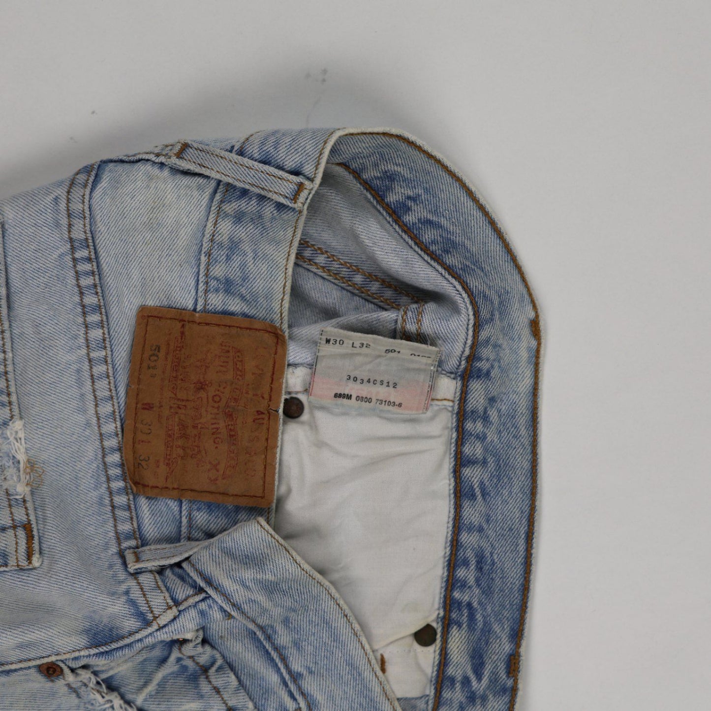 Levi's 501 Distressed Light Blue High Rise Denim Shorts W30 Vintage Cotton