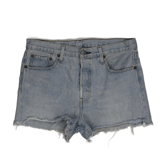 Levi's 501 High Rise Distressed Denim Shorts Light Blue Size 28 W 100 Percent Cotton Vintage