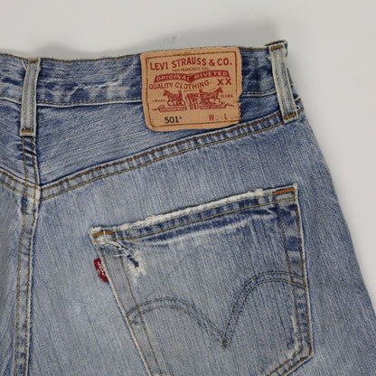 Levi's 501 Vintage High Waisted Cut Off Denim Shorts Blue W31 L Cotton