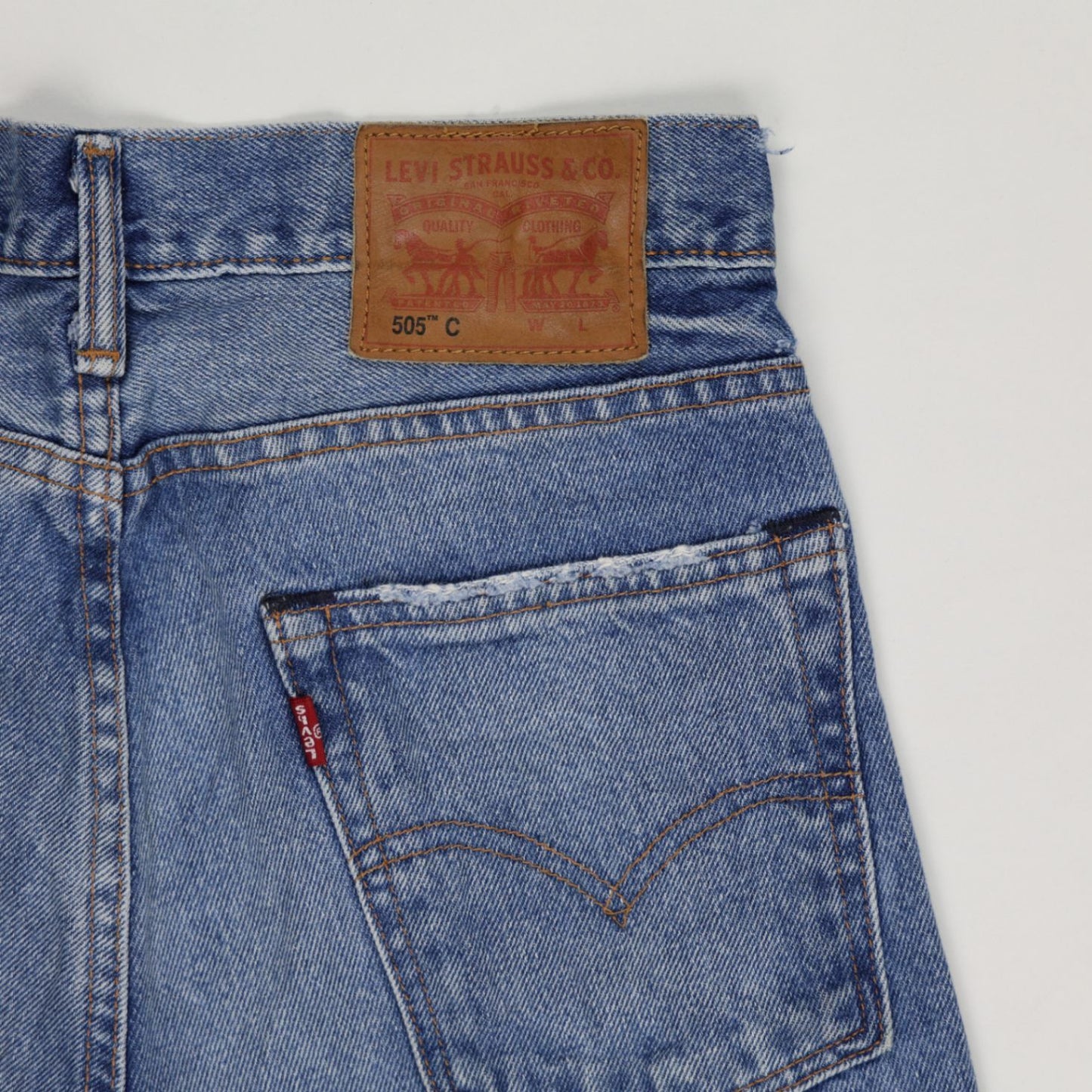 Levi's 505 Vintage Distressed Cut-Off Shorts Blue 29W Cotton Denim