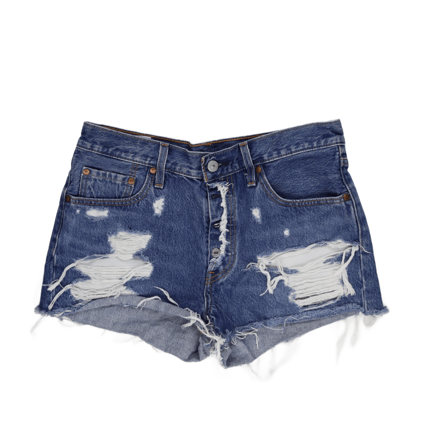 Levi's 501 High Rise Blue Distressed Denim Shorts W 31 100 Cotton Vintage