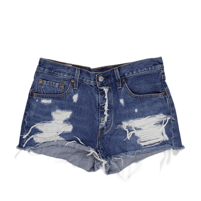 Levi's 501 High Rise Blue Distressed Denim Shorts W 31 100 Cotton Vintage