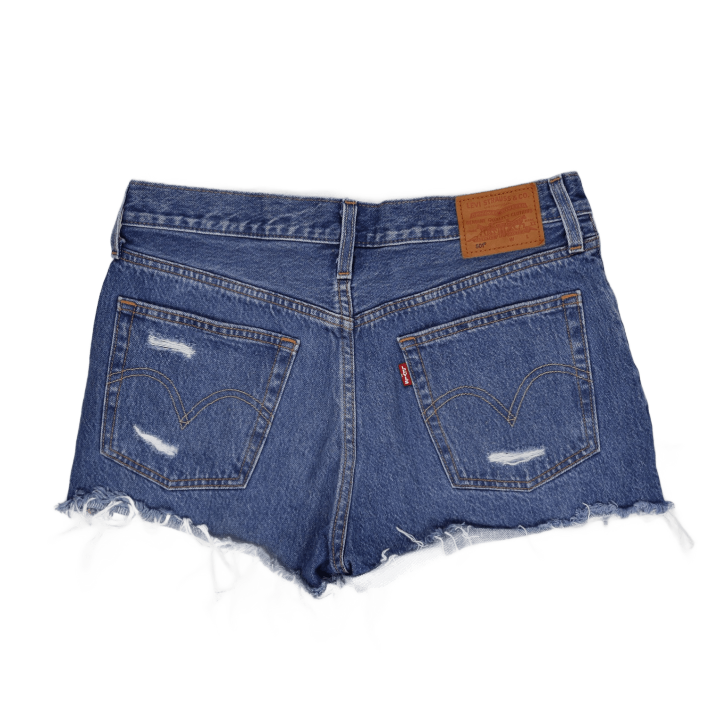 Levi's 501 High Rise Blue Distressed Denim Shorts W 31 100 Cotton Vintage