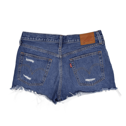 Levi's 501 High Rise Blue Distressed Denim Shorts W 31 100 Cotton Vintage