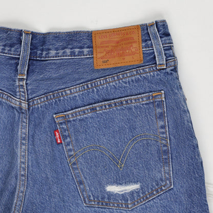 Levi's 501 High Rise Blue Distressed Denim Shorts W 31 100 Cotton Vintage