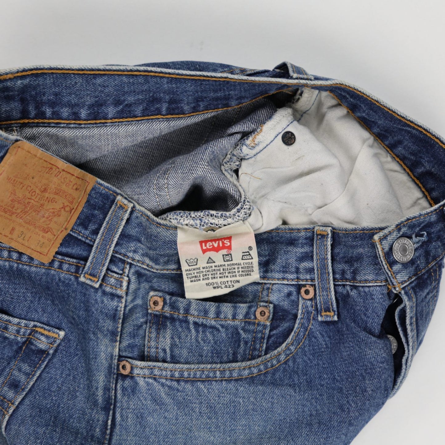 Levi's 501 Vintage Denim Cut-Off Shorts Mid Blue W31 L34 100% Cotton Unisex