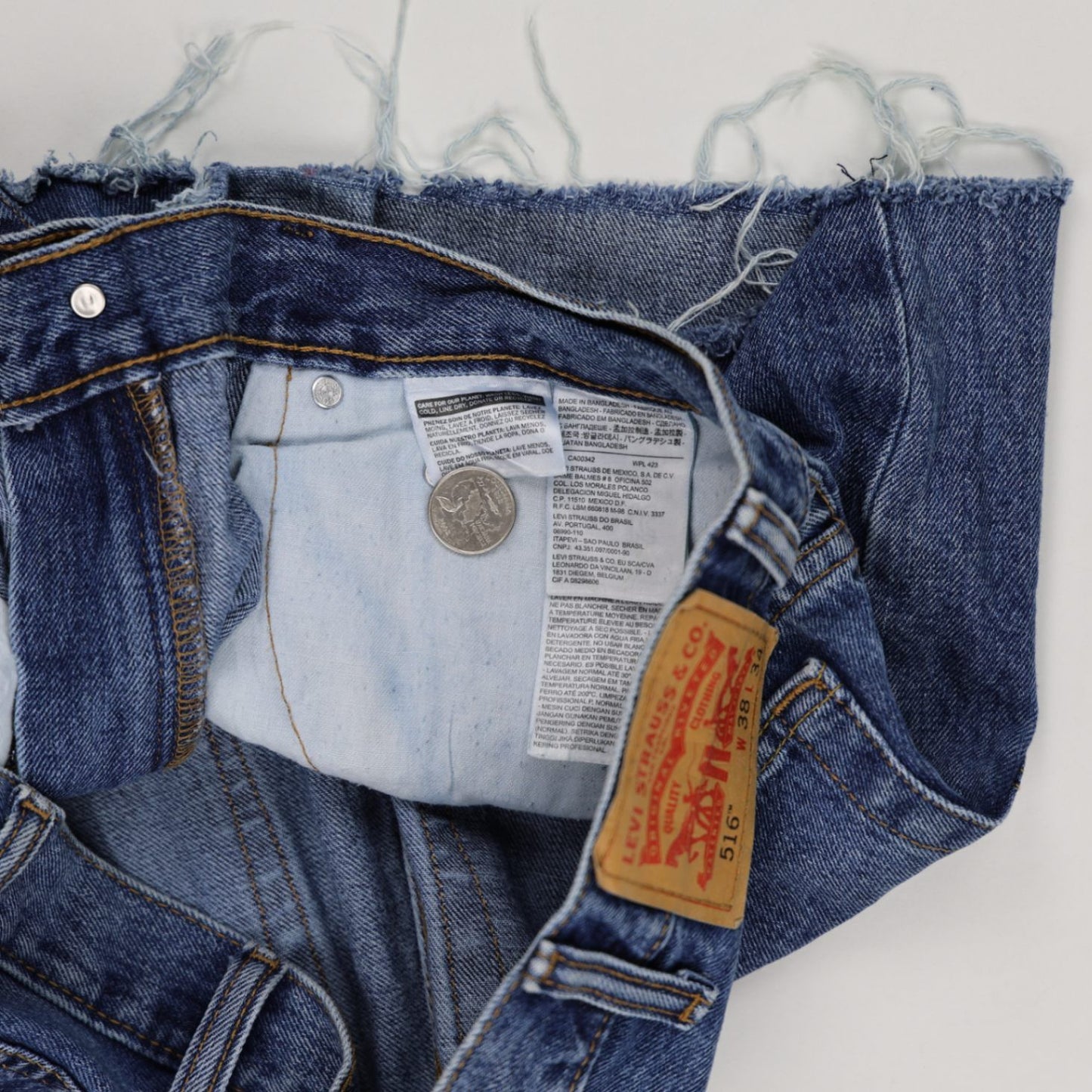Levi's 516 Vintage High Waist Denim Shorts Blue W38 Cotton