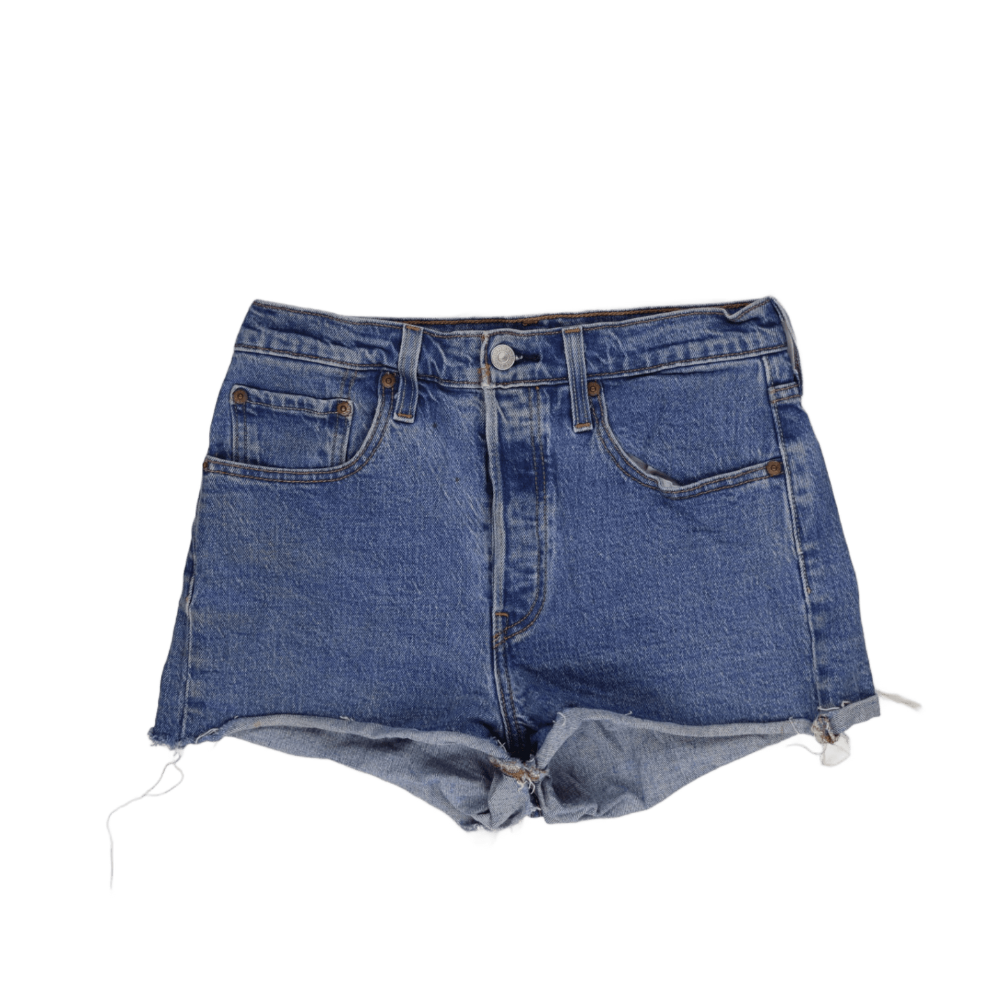 Levi's 501 Vintage Blue High Waist Distressed Denim Shorts W31 Cotton