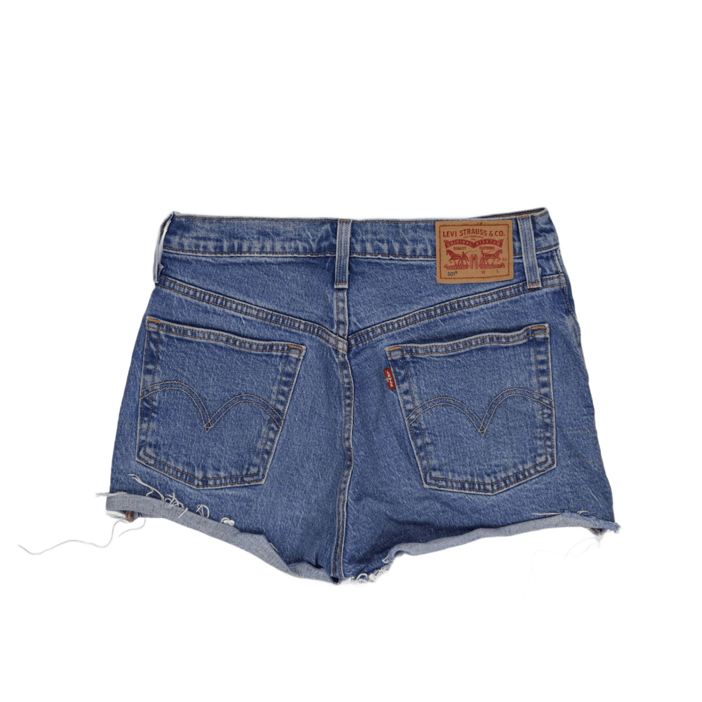 Levi's 501 Vintage Blue High Waist Distressed Denim Shorts W31 Cotton
