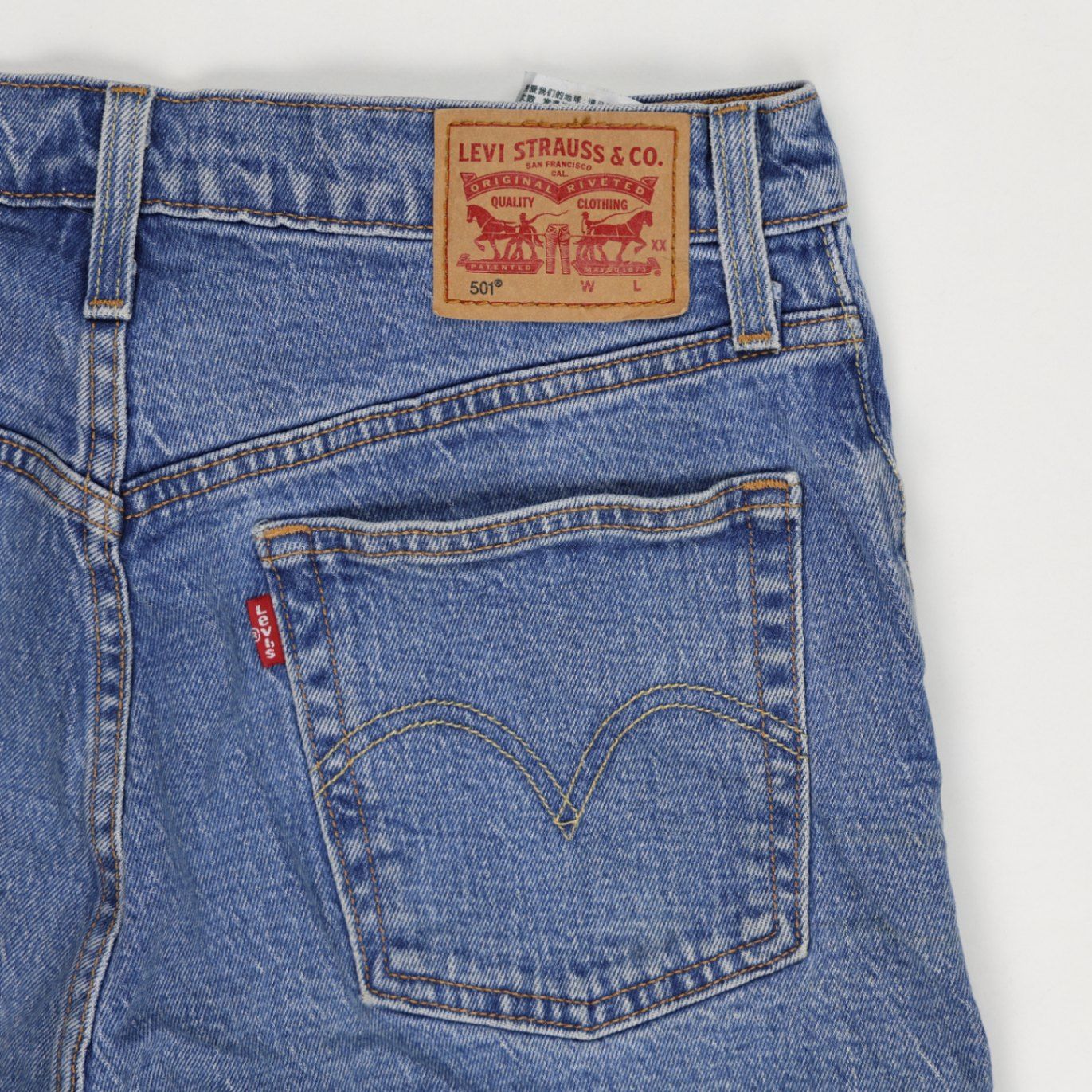 Levi's 501 Vintage Blue High Waist Distressed Denim Shorts W31 Cotton