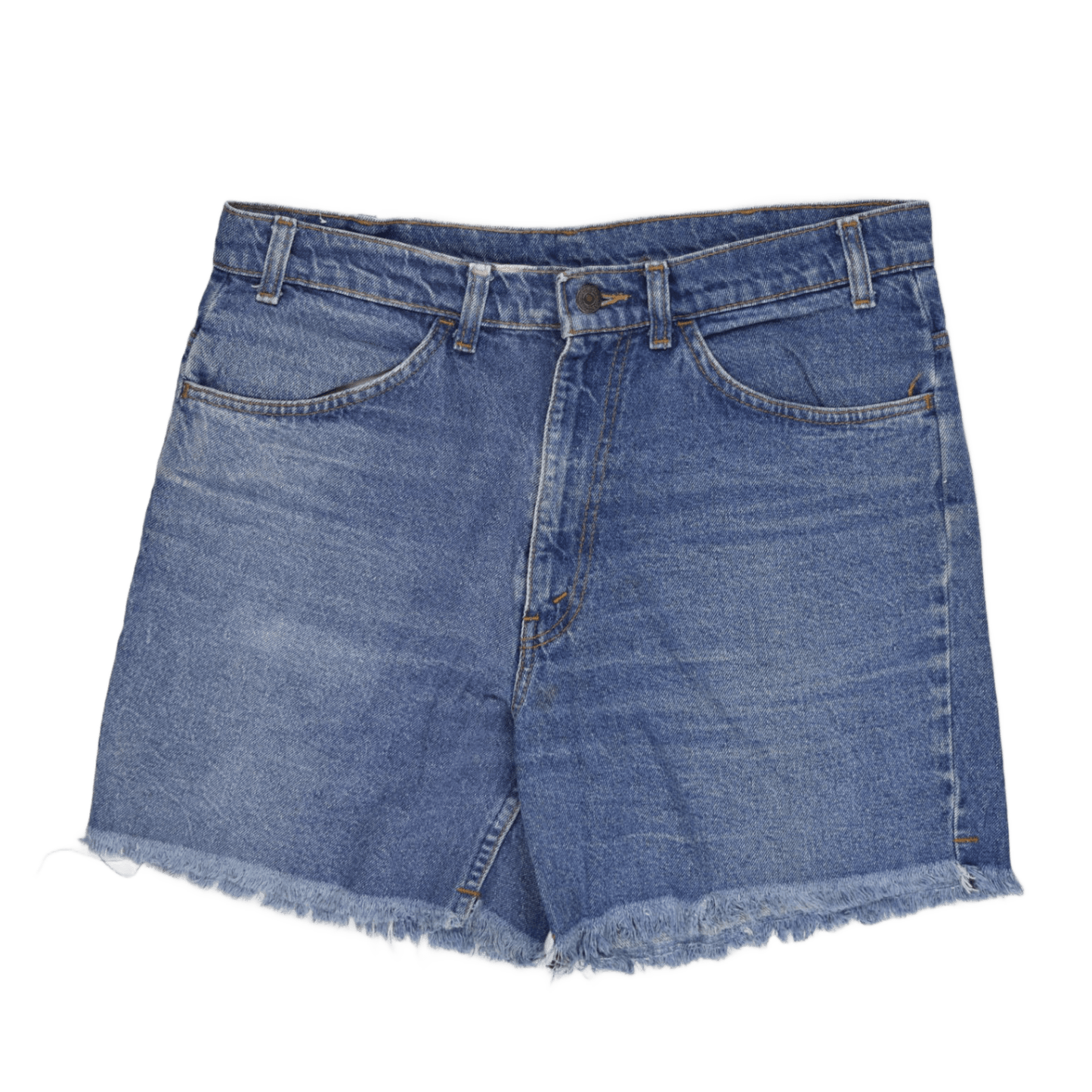 Levi's Vintage Blue Denim High-Waisted Cut-Off Shorts W32 8 Inch Cotton