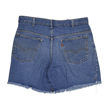 Levi's Vintage Blue Denim High-Waisted Cut-Off Shorts W32 8 Inch Cotton
