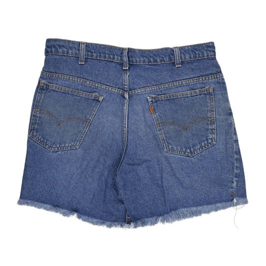 Levi's Vintage Blue Denim High-Waisted Cut-Off Shorts W32 8 Inch Cotton