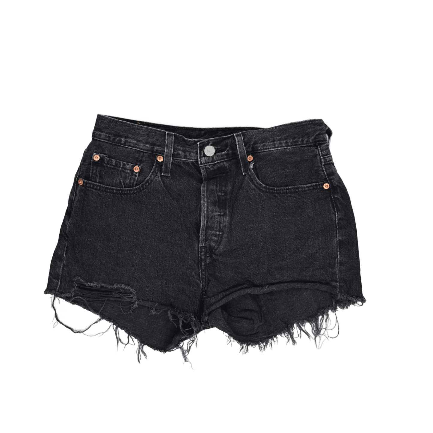 Levi's 501 Black Denim High Waist Vintage Shorts W32 100 Cotton Womens