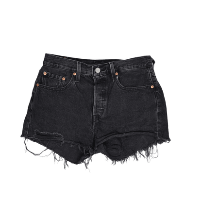 Levi's 501 Black Denim High Waist Vintage Shorts W32 100 Cotton Womens