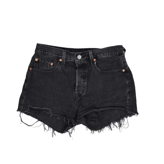 Levi's 501 Black Denim High Waist Vintage Shorts W32 100 Cotton Womens