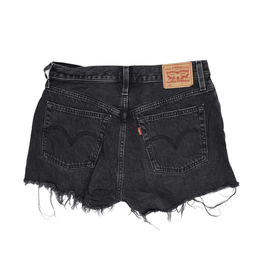 Levi's 501 Black Denim High Waist Vintage Shorts W32 100 Cotton Womens