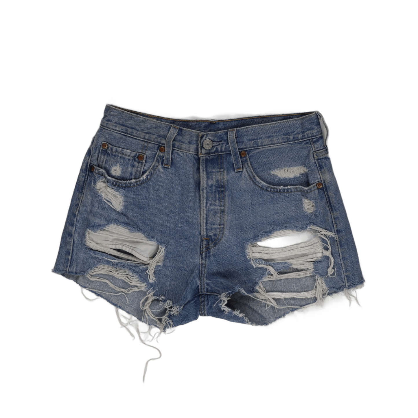 Levi's Women's Vintage Blue Denim Shorts W31 5cm Cotton Distressed