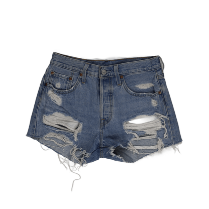 Levi's Women's Vintage Blue Denim Shorts W31 5cm Cotton Distressed