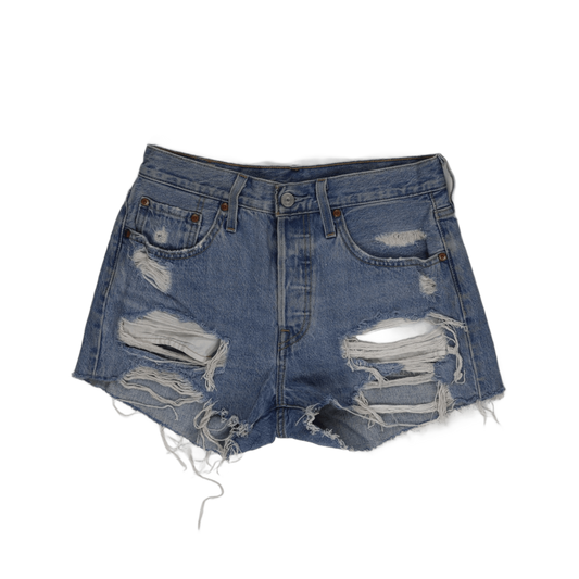 Levi's Women's Vintage Blue Denim Shorts W31 5cm Cotton Distressed