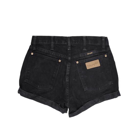 Wrangler Women's High Waisted Black Denim Shorts Size 26W x 36H 100% Cotton Vintage Style