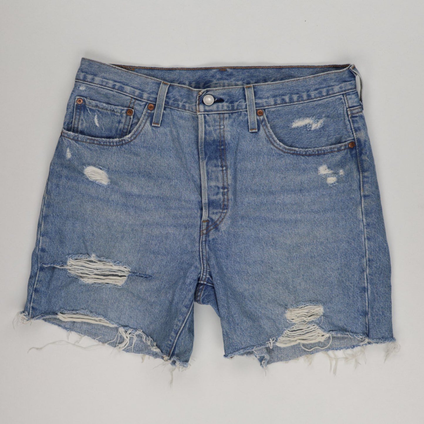 Levi's 501 Distressed Denim Shorts Vintage Blue W40 100% Cotton