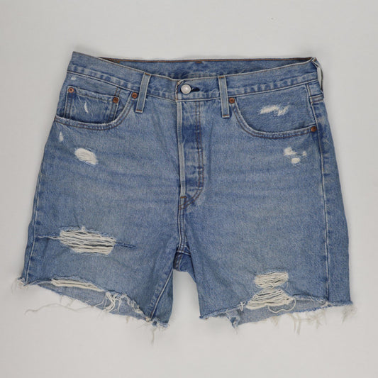 Levi's 501 Distressed Denim Shorts Vintage Blue W40 100% Cotton