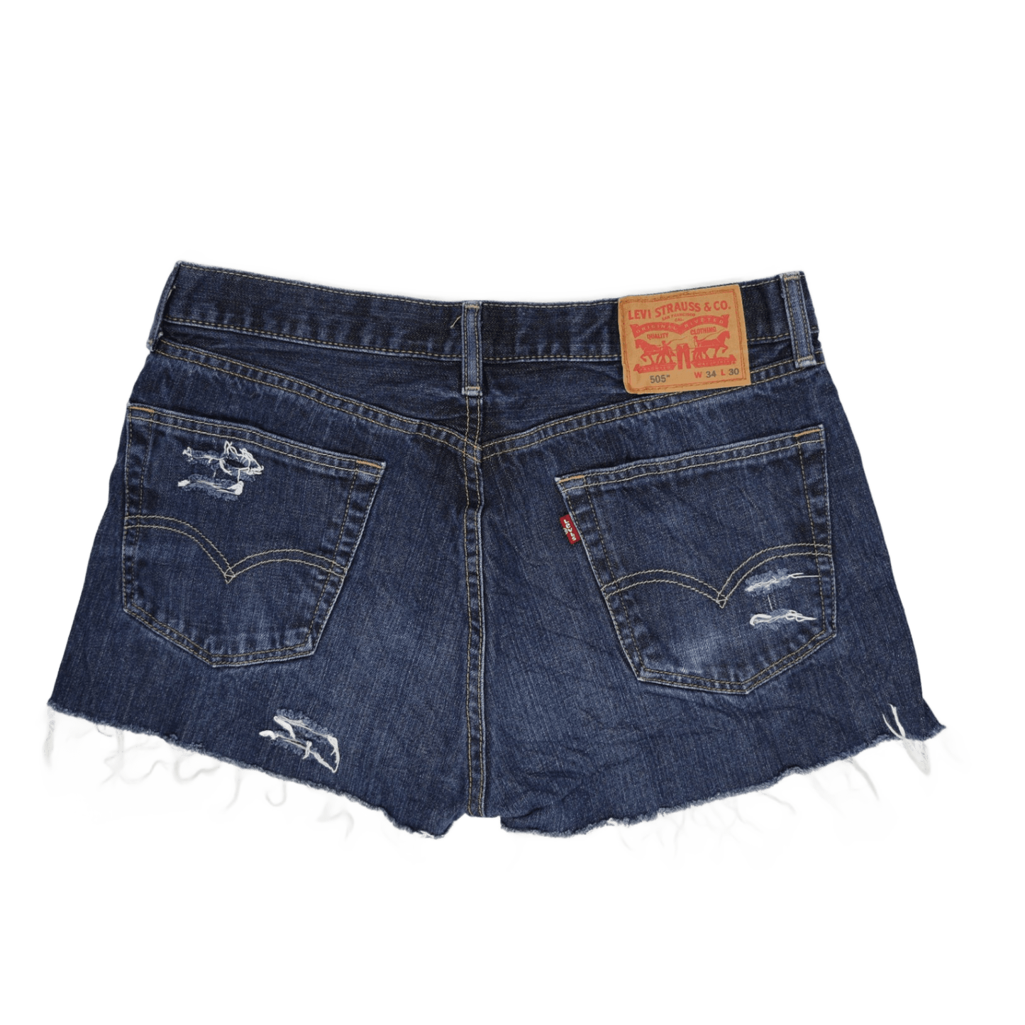 Levi's 505 Distressed Denim Shorts Blue 34W 30L 100 Percent Cotton Vintage