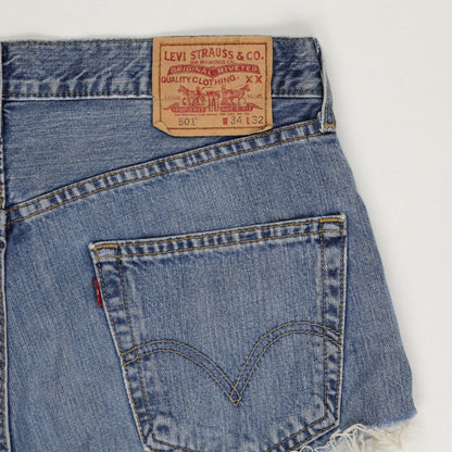 Levi's 501 Vintage Cut Off Denim Shorts Women's Blue W34 100% Cotton
