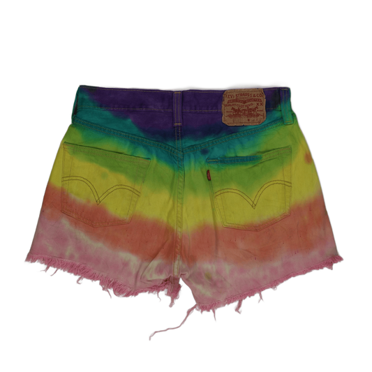 Levi's 501 High Waisted Denim Shorts Multicolour Size 30 100% Cotton Vintage Tie Dye