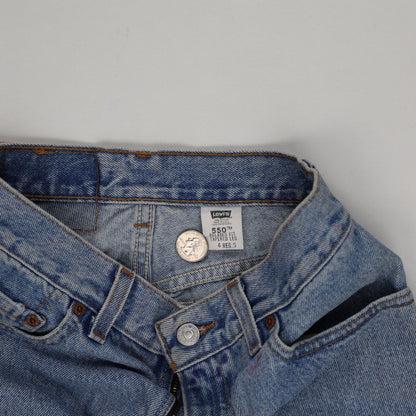 Levi's 550 High Rise Distressed Denim Shorts Light Blue Size 4 S Cotton Denim