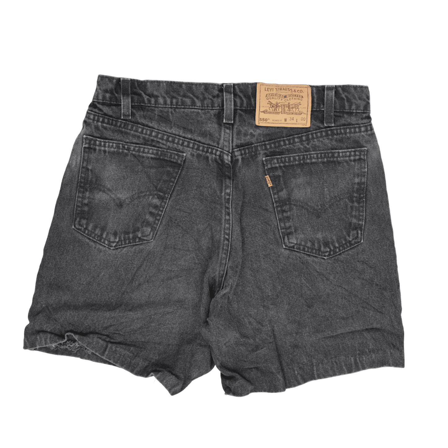 Levi's 550 Vintage Black Denim Shorts W34 Cotton Relaxed Fit