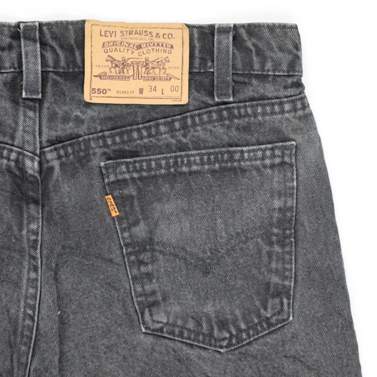 Levi's 550 Vintage Black Denim Shorts W34 Cotton Relaxed Fit