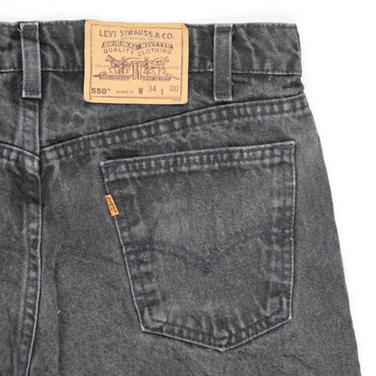 Levi's 550 Vintage Black Denim Shorts W34 Cotton Relaxed Fit