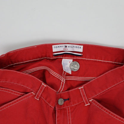 Tommy Hilfiger Red Cargo Shorts Women Size 6 100 Percent Cotton 4 Inch Inseam