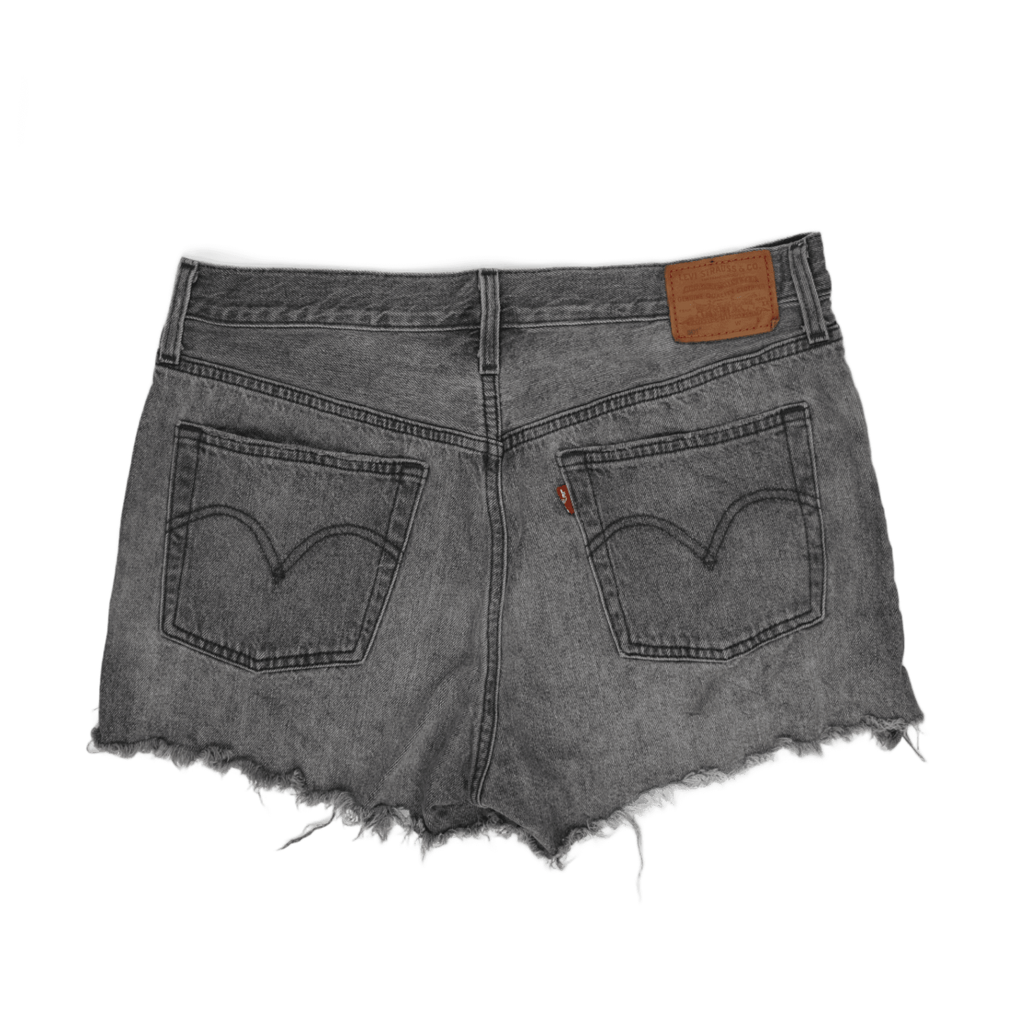 Levi's 501 Grey Distressed Denim Shorts W28 High Waist Vintage Cotton