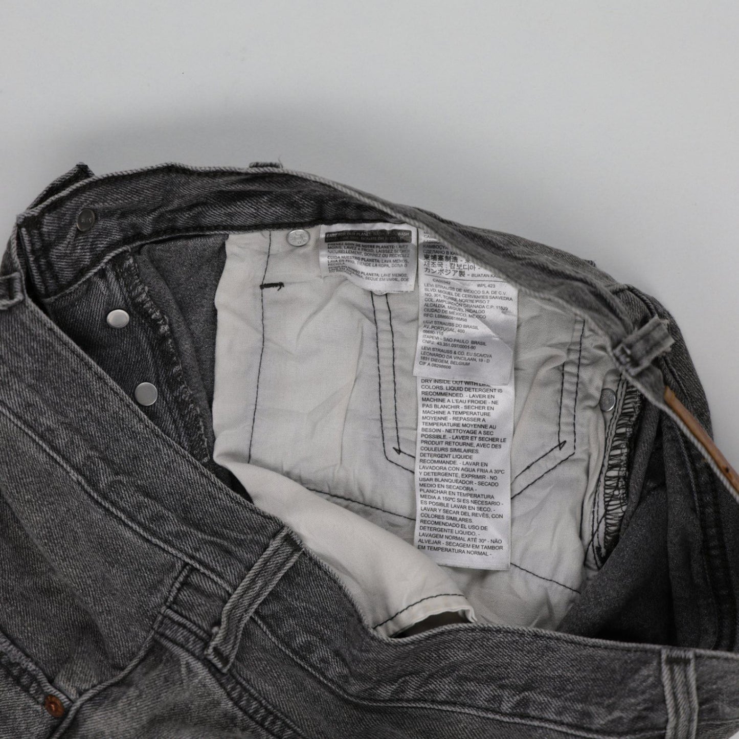 Levi's 501 Grey Distressed Denim Shorts W28 High Waist Vintage Cotton