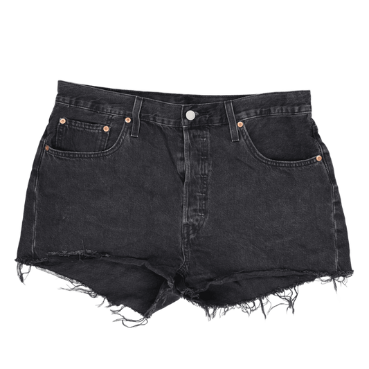 Levi's 501 Black High Waist Denim Shorts Size 28 Cotton Vintage