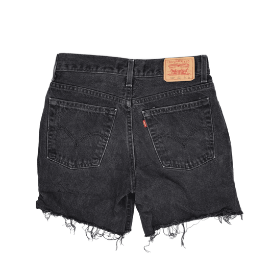 Levi's 550 Vintage Black Denim Cut Off Shorts Women Size 16 100% Cotton 8 In Inseam