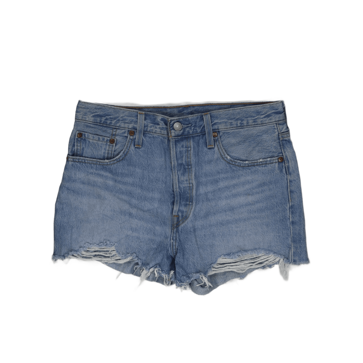 Levi's 501 Vintage Blue Distressed Denim Shorts W32 100% Cotton Womens